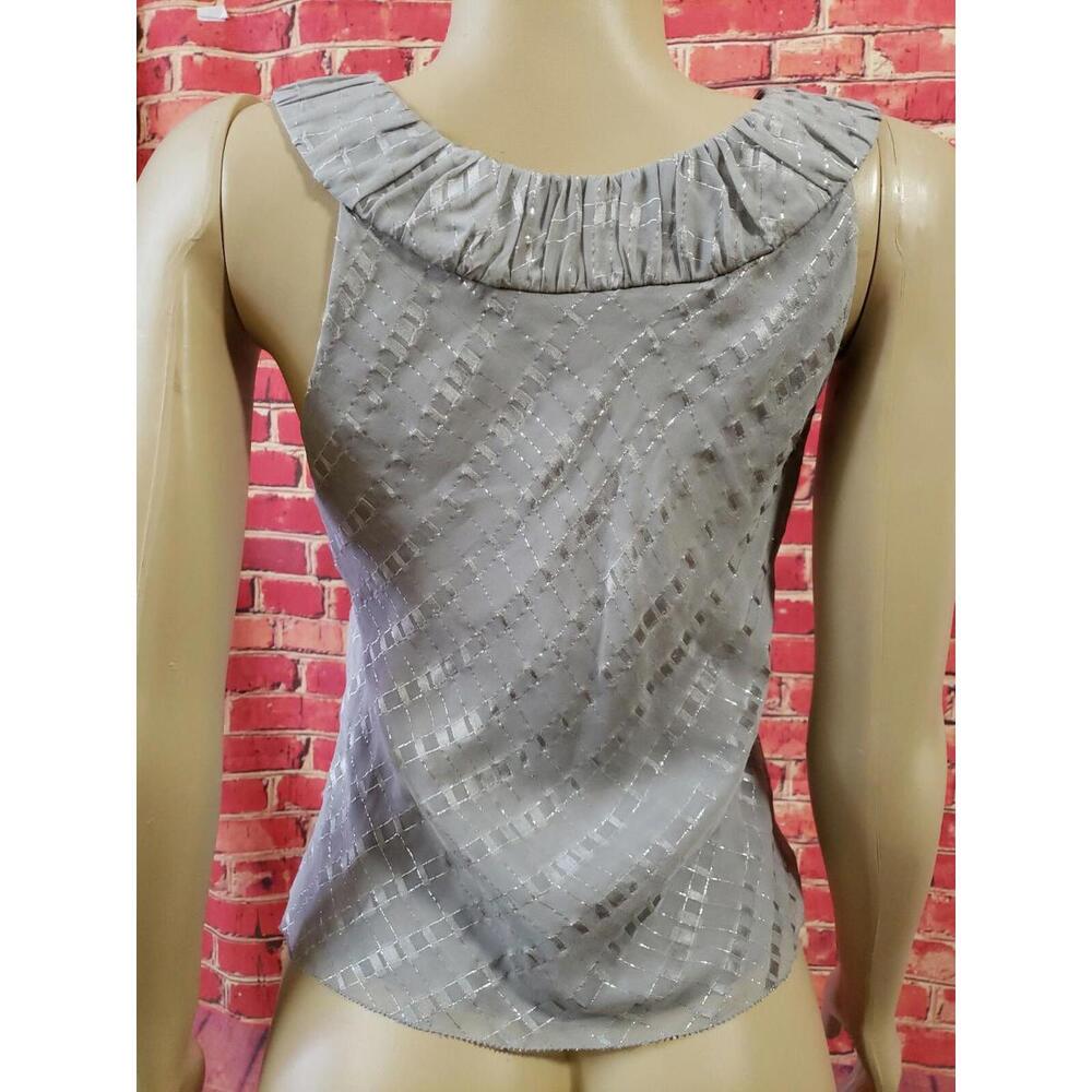 Peter Som Size 4 Sleeveless Silk Gray Metallic Career Work Top blouse #1
